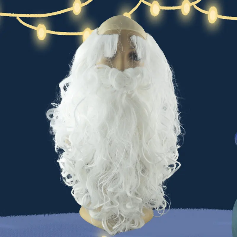 Santa Claus White Beard Eyebrows Bald Wig Cartoon COS Wig White Birthday Man Wig Beard Anime Decor  Anime Accessories