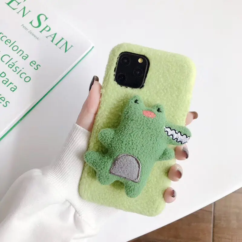 Зимний Теплый Прекрасный пушистый чехол для телефона с рисунком в виде животного