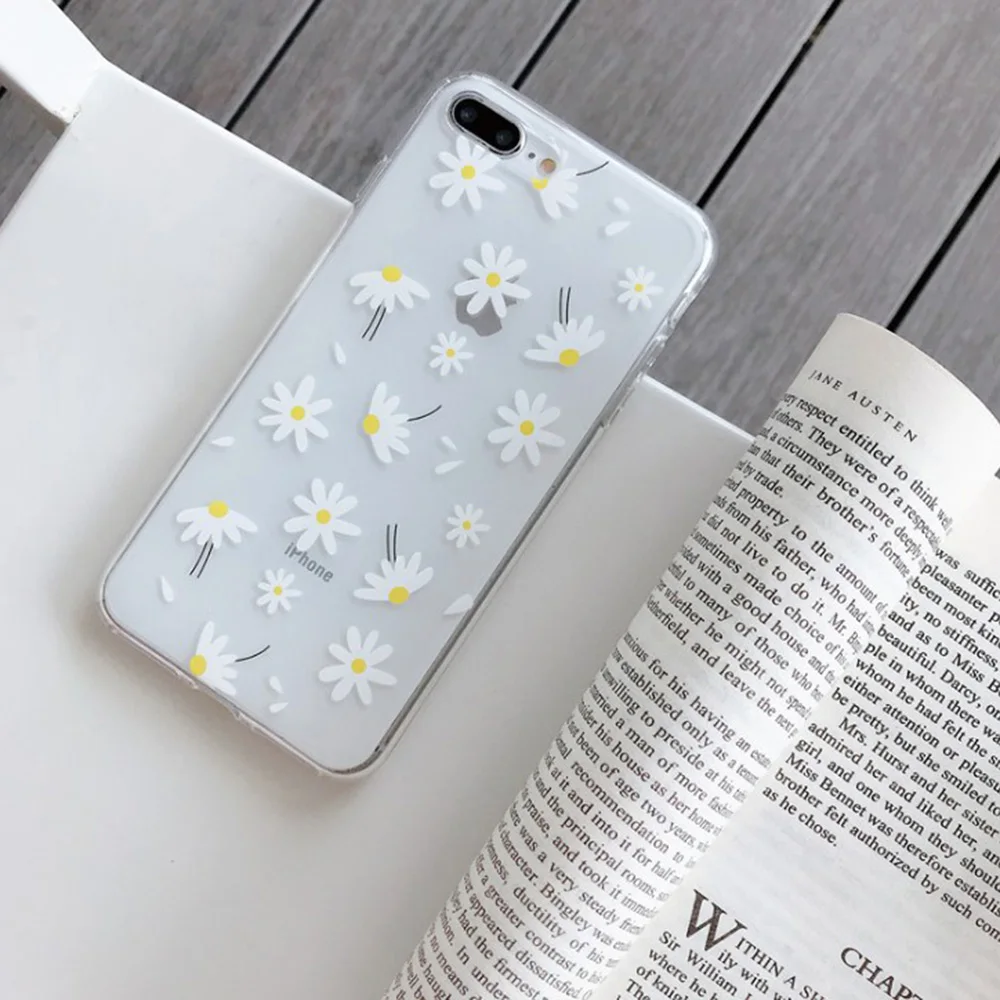 Floral Chrysanthemum Clear Phone Case For Iphone 11 Pro Max X Xr Xs 6 6S 7 8 Plus Transparent Flower Daisy Cellphone Shell | Мобильные