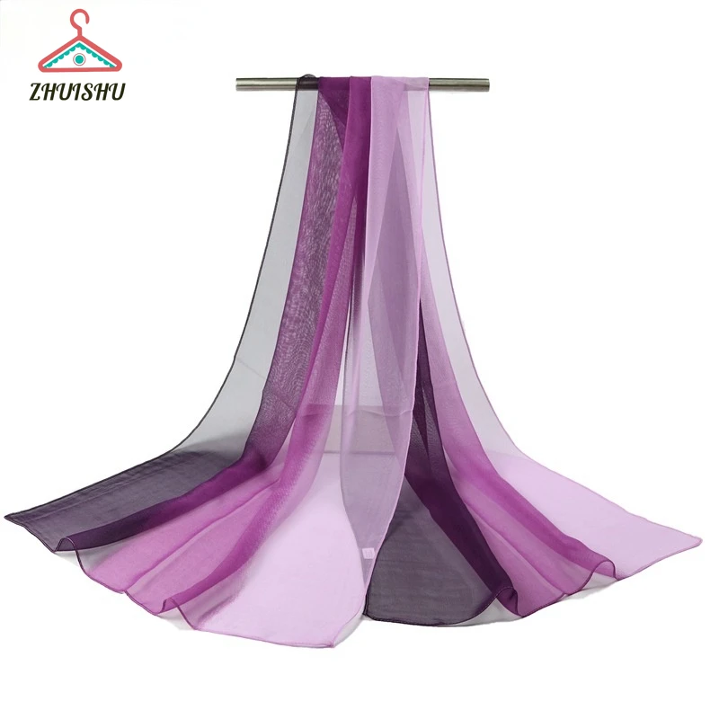 

ZHUISHU Fashion Women/Ladies Long Soft Wraps Shawls Beach Female Foulard Gradient Scarves Transition Color Tulle Scarves R76