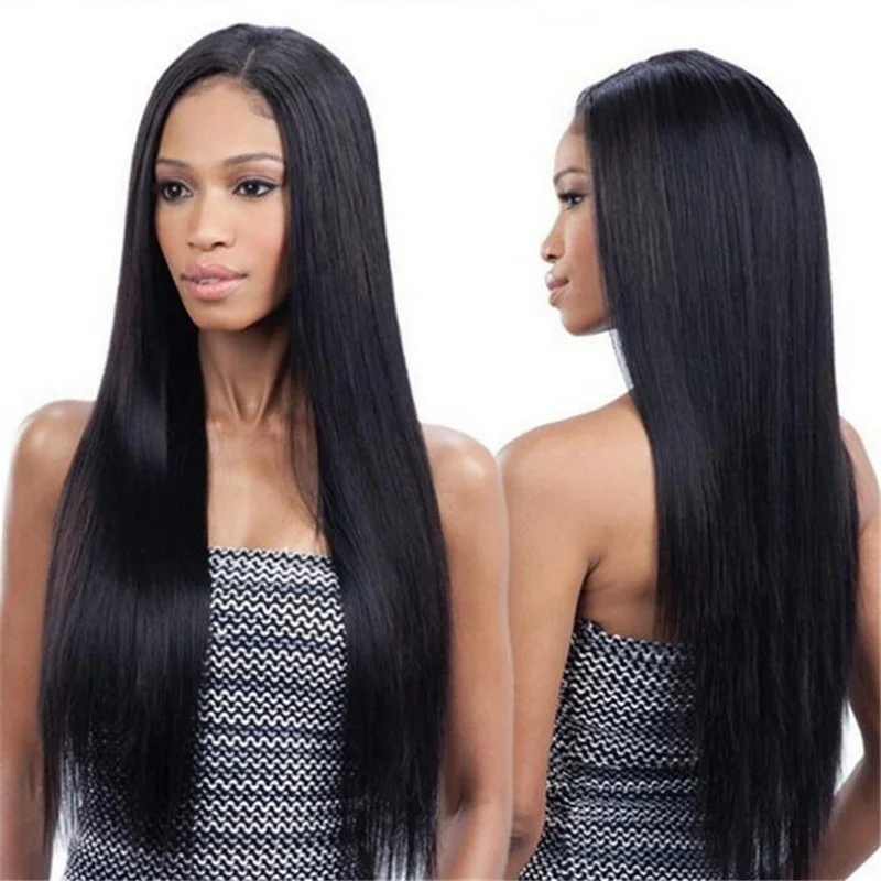 

WHIMSICAL W Medium Long Straight Wigs For African American Women Orange Brown Middle Part Heat Resistant Synthetic Wig Peruca