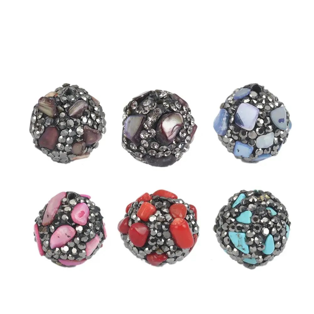 DoreenBeads Винтажные бусины из полимерной глины круглые многоцветные стразы сделай