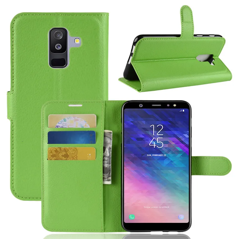 Чехол бумажник для Samsung Galaxy A6 Plus с откидной крышкой 6 0 дюйма кожаный чехол 5 чехлы