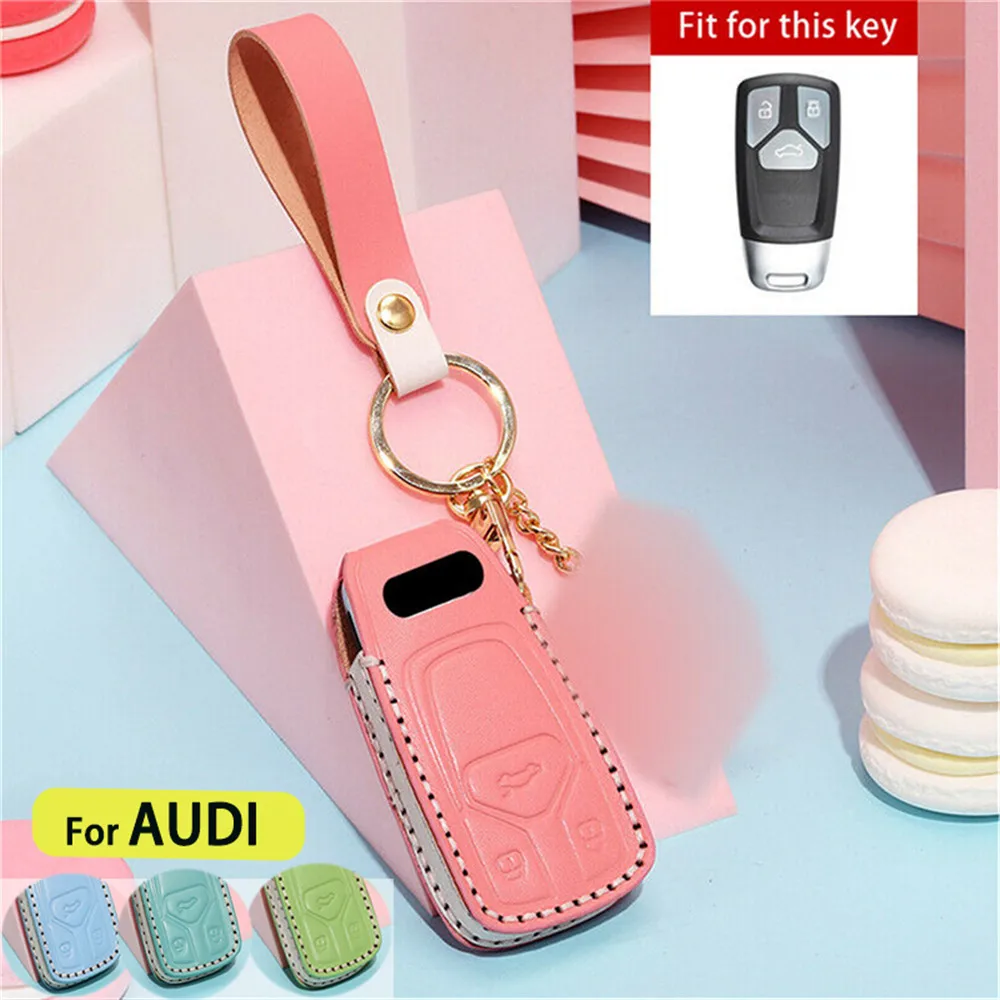 

Чехол из натуральной кожи для автомобильного пульта дистанционного управления, защитный чехол для ключа, чехол для Audi Q7 A5 Q5L RS5 TT, аксессуары ...
