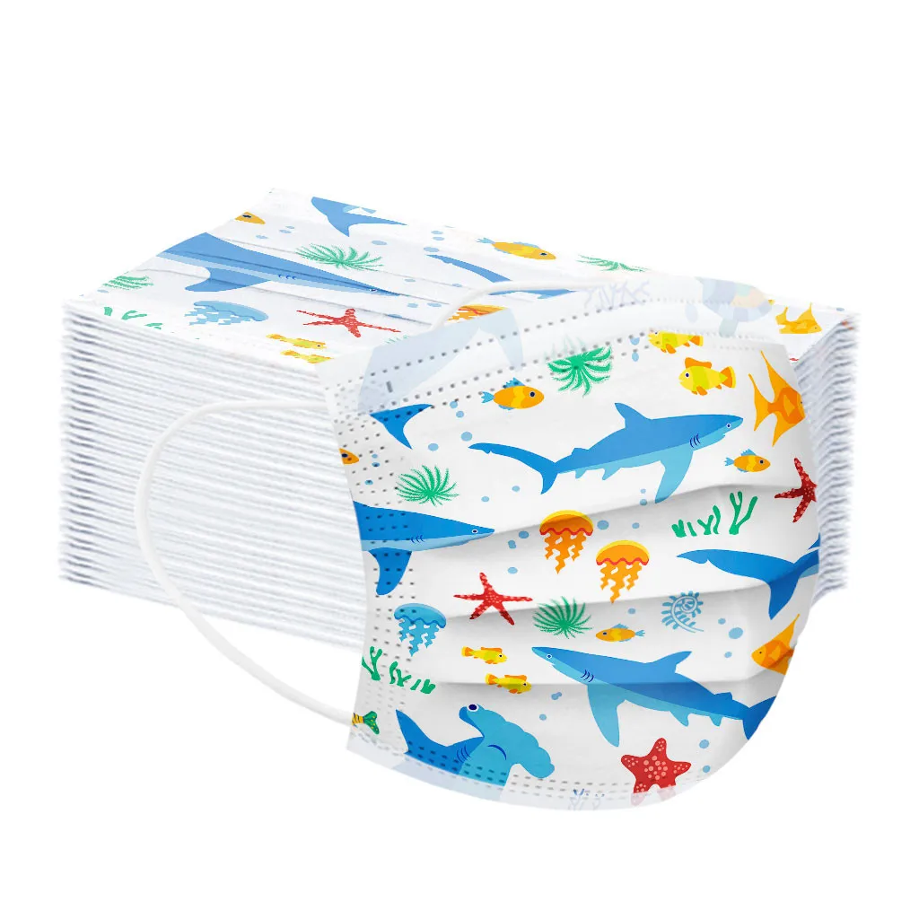 

20 Patterns 50/100 PC Children's Face Mask Disposable High Quality Cartoon Printed Mask Mouth Cover 3Ply Earhook Mascarar