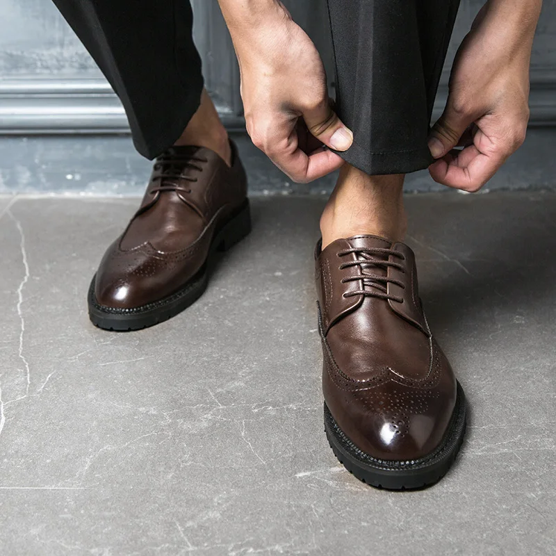 Мужские модельные туфли модные броги мужские деловые кожаные роскошные