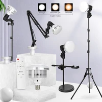 155w led light bulb photography lighting with long arm holder tripod stand photo studio fill lamp with remote control for video