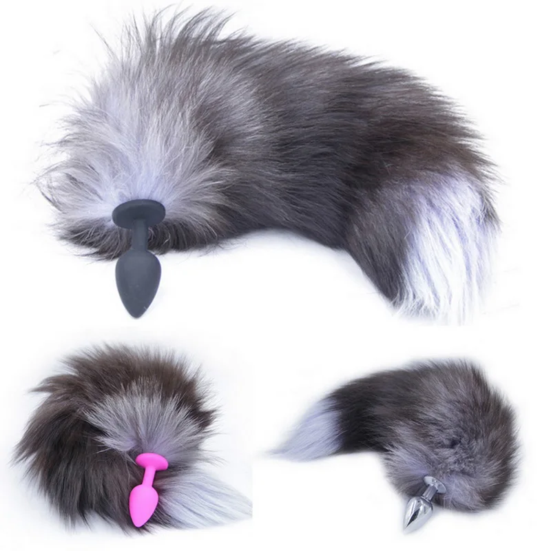 Сексуальные костюмы Анальная пробка хвост из нержавеющей стали с лисьим хвостом