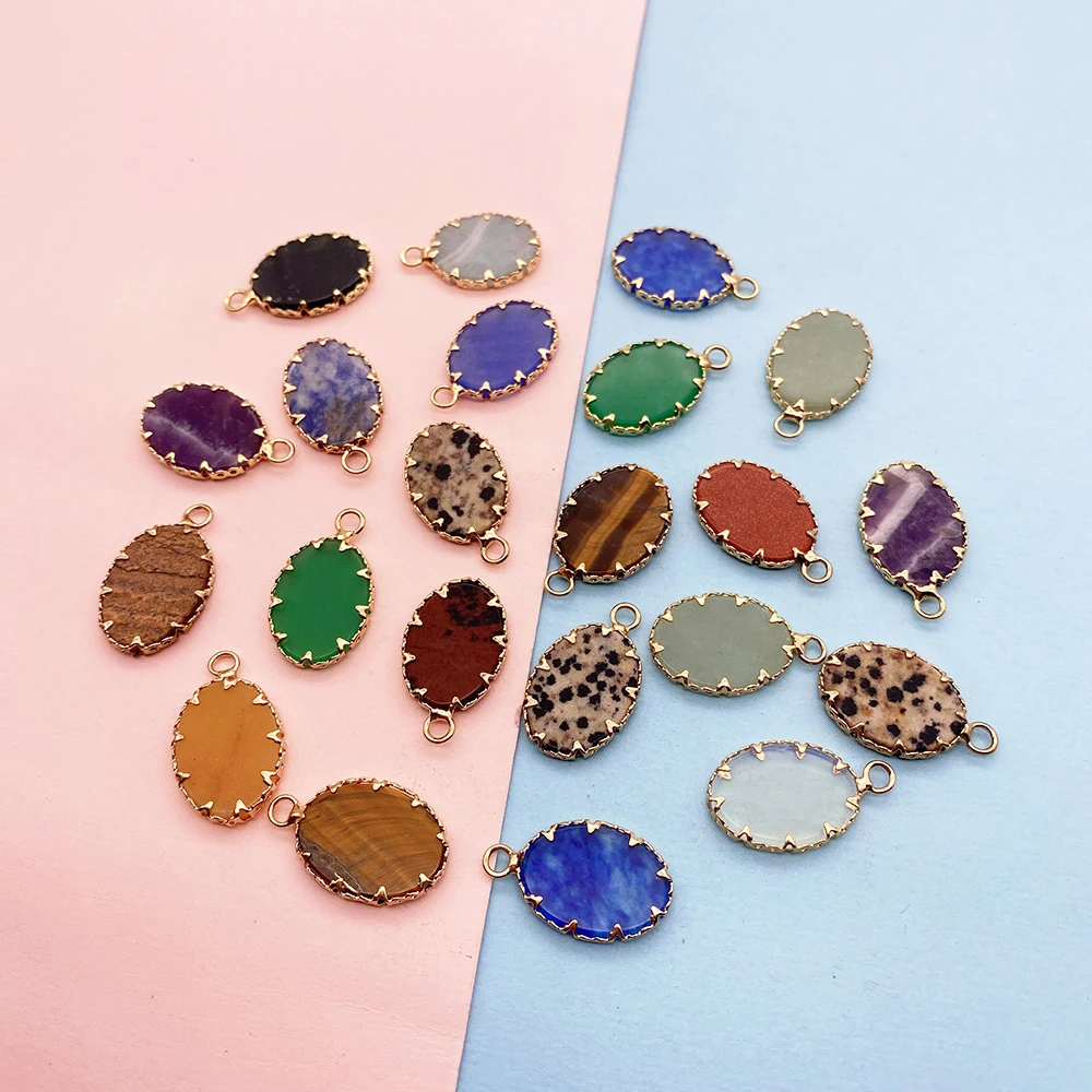 Подвеска из натурального камня топаз агат ювелирные изделия Овальный Золотой