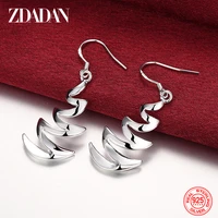 zdadan 925 sterling silver charm geometric corrugated drop earrings for women fashion wedding party jewelry gift