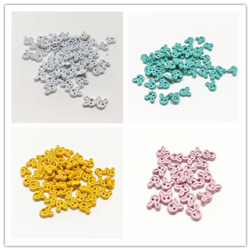 30 шт./лот 4 мм Симпатичный мини-кролик Кнопка смешанные цвета металлическая