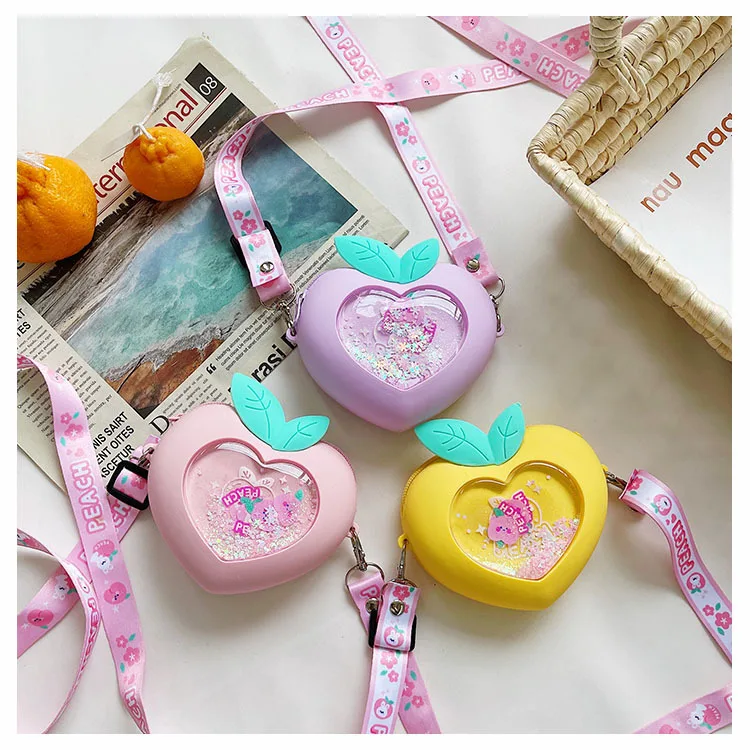 

Cute Little Girls Cross-body bag Coin Purse, Lovely Heart Peach Shaped Should Bag Handbag Toddler Toy