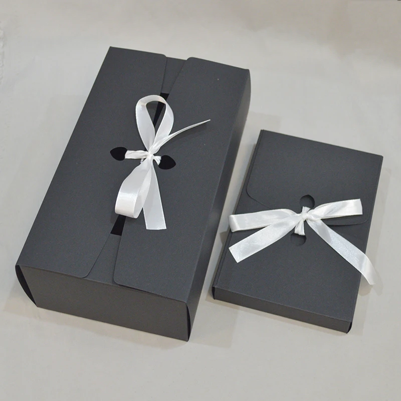 10 шт. бумажная Подарочная коробка белая черная Крафтовая упаковка на заказ с