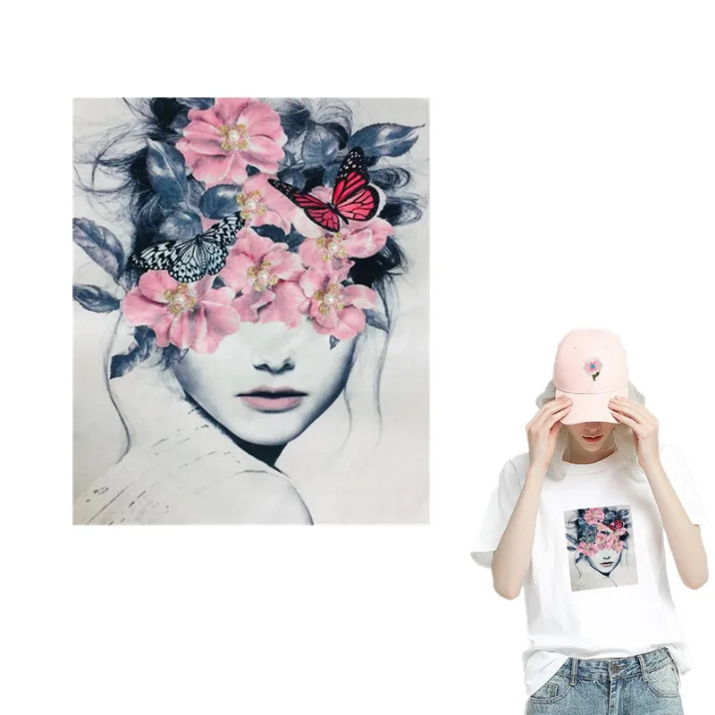 Женская вышитая Байкерская нашивка сделай сам 240 мм с цветами наклейки для одежды