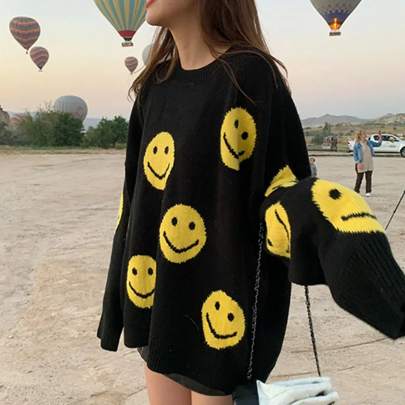 Autumn Winter Women Knitted O Neck Sweater Casual Solid Color Long Sleeve Fashion Loose Female Black Pullovers ZF11122 | Женская одежда