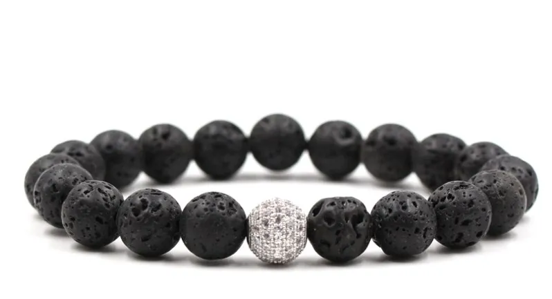 10 мм th3 Эластичный регулируемый натуральный черный камень вулканическая лава