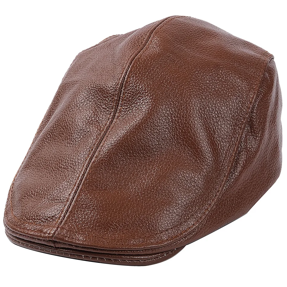 

Genuine Leather Vintage Hat Women Newsboy Cap Pink Baker Boy Cap High Quality Brand Ladies Winter Octagonal Cap