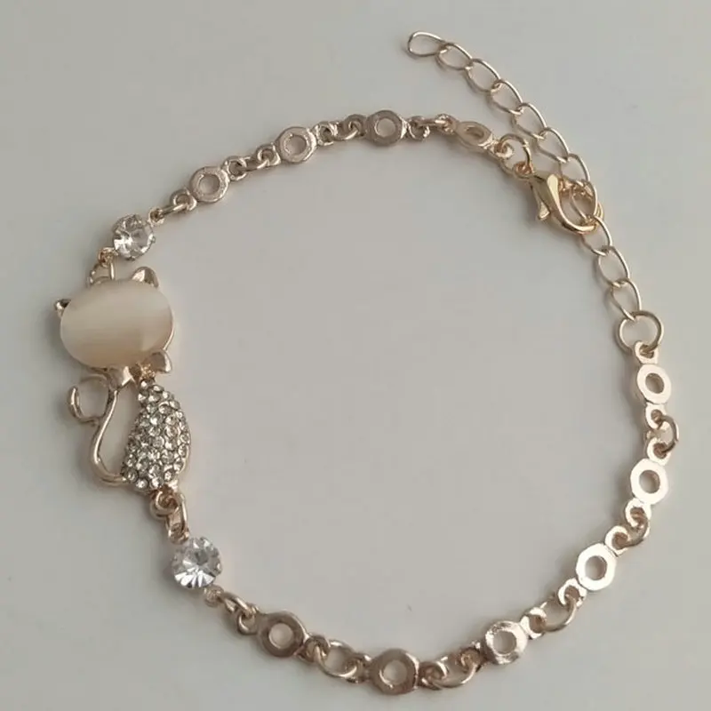 

Ice River Women Metal Bracelet Female Shiny Cubic Zirconia Beads DIY Cat Charms Connector Bracelets Trendy Jewelry