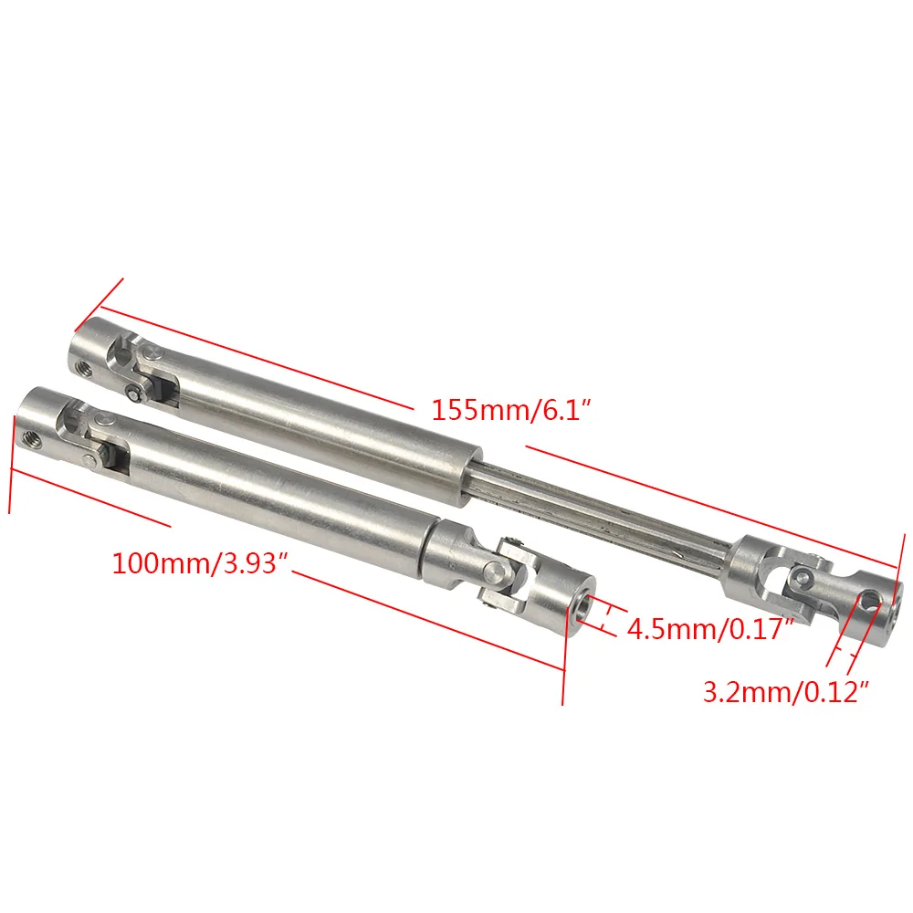 

AXSPEED 1Pair SCX10 Drive Shaft 100-155mm Stainless Steel Center Driveshaft for 1/10 RC Rock Crawler Axial SCX10 Upgrade Parts