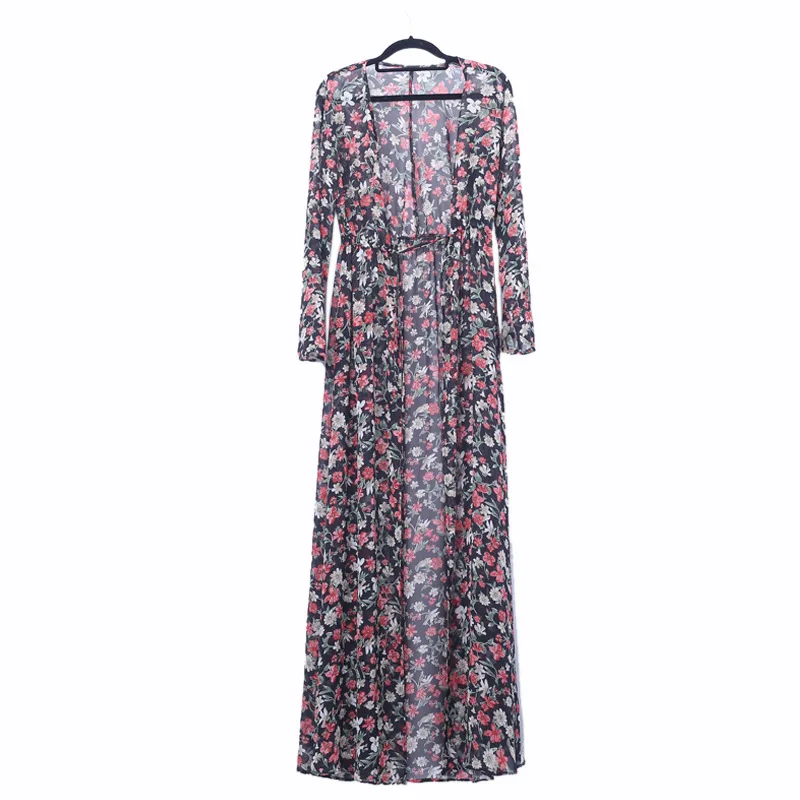 Мусульманская абайя Женская Цветочная шнуровка Верхняя одежда Jilbab Maxi Abayas платья