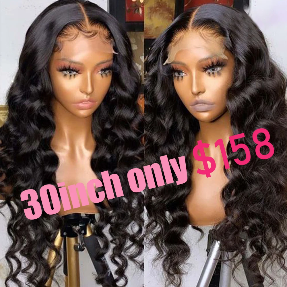 30inch Loose Deep Wave HD Transparent 13x6 Lace Front Wig Human Hair Wigs PrePlucked Malaysian HD Lace Frontal Wig 4x4 Lace Wig