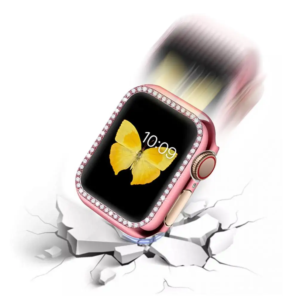 Новинка 2021 защитный чехол с инкрустированными бриллиантами для Apple Watch 4/5/6/SE