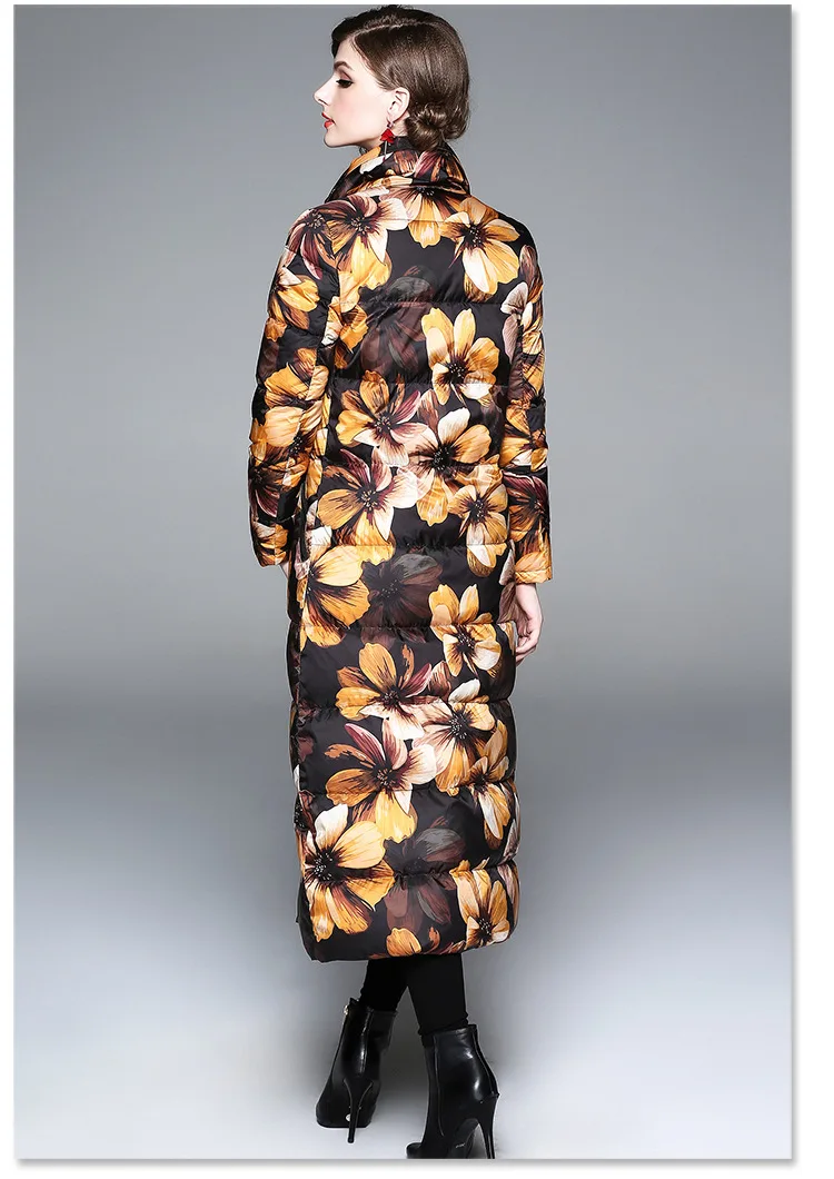 Теплый белый пуховик с принтом удлиненное Платье До Колена Для Женщин Зимой