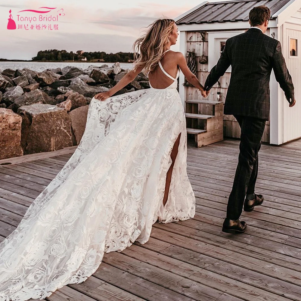 Потрясающие Свадебные платья с современным искусством и вышивкой роз 2019 пляжные