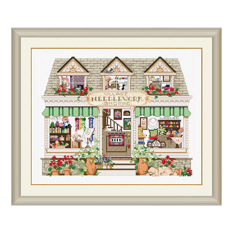 Точная печать Fishxx Набор для вышивки крестом T336 теплый город магазин шитья