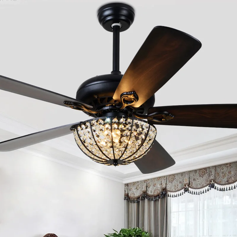 

52 inch Wood Ceiling light with remote control Fans Led Lights 5 Blades for Living Bedroom Dinning Room 3 Speed ventilator lamp