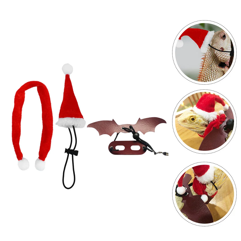 

1 Set Reptile Pet Lizard Christmas Hat Outdoor Towing Rope Reptile Pet Supplies