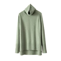 Women s sweater 2020 new fashionable high neck loose lazy style split cashmere knitted winter sweater