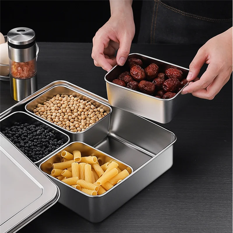 12346grids stainless steel seasoning box with lid rectangle hotel household spice organizer multifunction kitchen gadget free global shipping