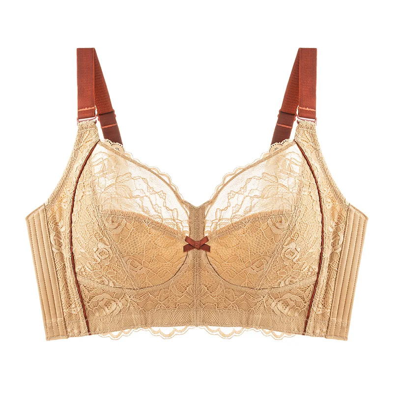 Women Full Coverage Wire Free Non-Foam Lace Bra 34 36 38 40 42 B C D E F