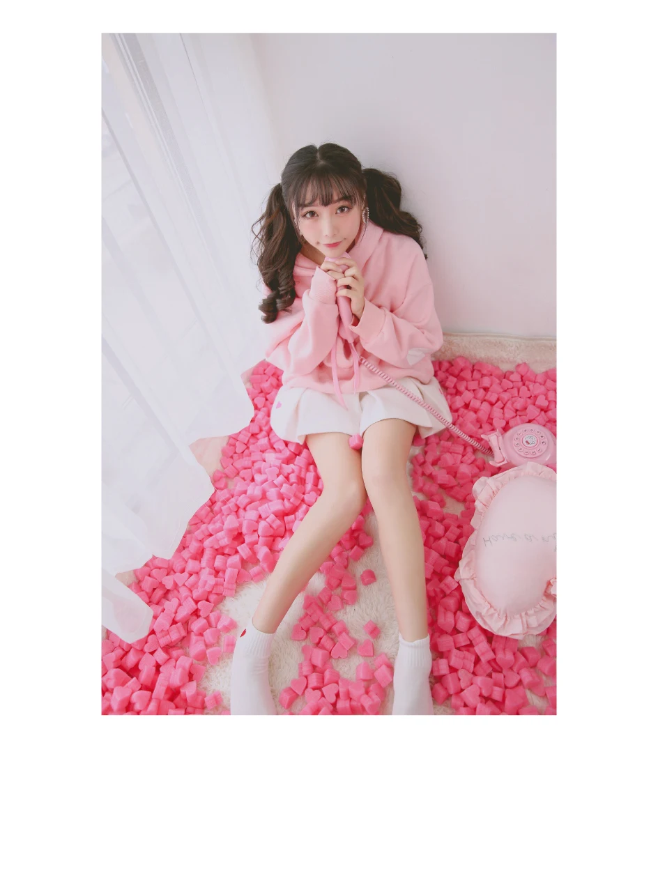 Японская уличная Kawaii Милая толстовка с капюшоном для женщин худи с вышивкой милые толстовки с длинными рукавами пуловеры Mujer