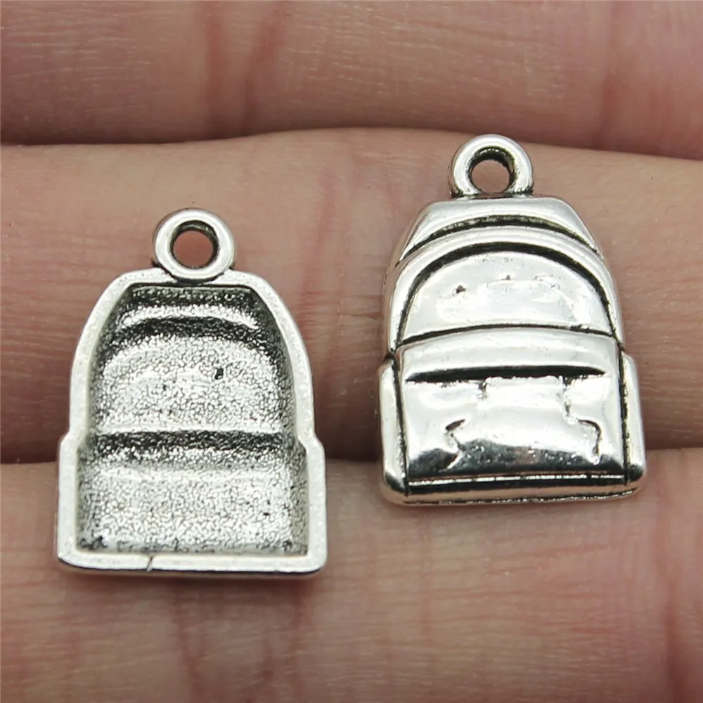 

WYSIWYG 5pcs 14x20mm Charms Backpack Bag Antique Silver Color Metal Alloy Jewelry DIY Accessories