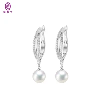 qsy 2021 fashion natual pearl wedding drop earrings usually for women crystal bride party jewelry gift provide wholesale
