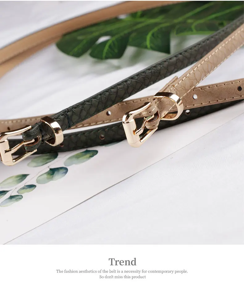 105x1.1cm Female Pu Leather Snake Belts Women Thin Skinny Waist Belts for Dress Hot Pin Buckle Waistband Cinto Feminino