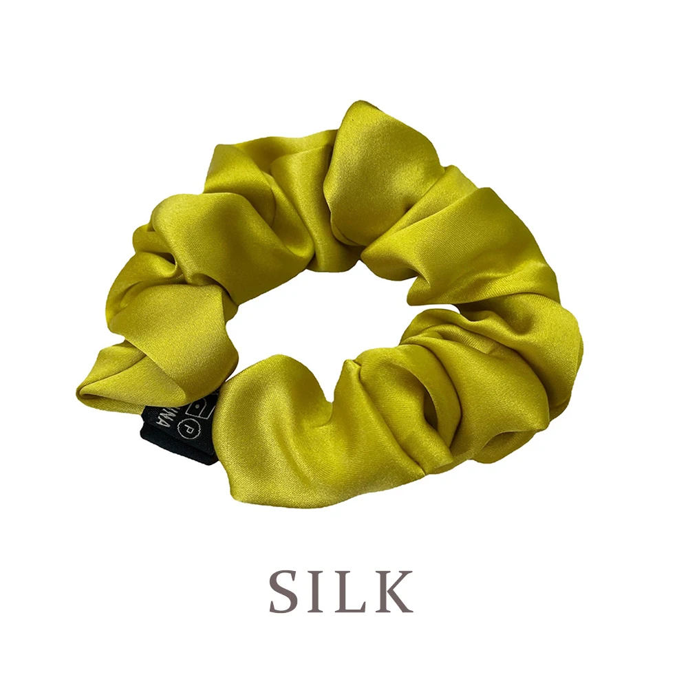 100% Pure Mulberry Silk Large Scrunchies Hair Tie 3.5cm Simple Pure Color Retro Hair Bands for Women Girls Headband Accessories