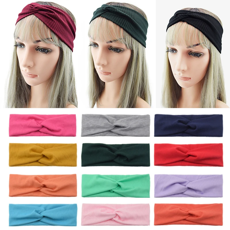 

Women Girls Knitting Cross Knot Cotton Warm Headbands Hair Holder Elastic Hairbands Turban Headwraps Fashion Hair Accessories