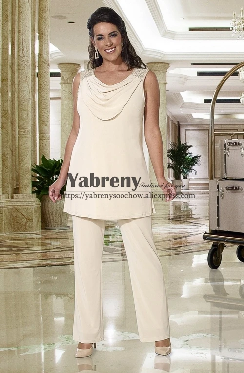 

Elegant Mother of the bride pant s suit with jacket 3PC Trousers outfit Plus size
