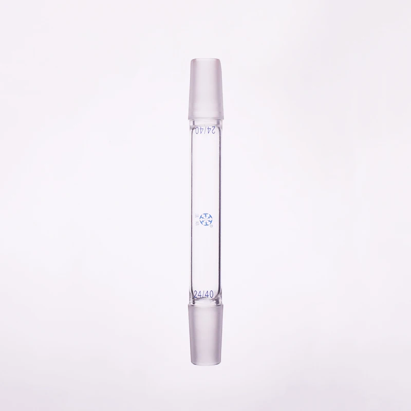 

Переходник с двумя пробками стандартная заземленная горловина 24/40, Длина средней трубки 120 мм, Двойное внешнее шлифовальное соединение, Двойная заглушка