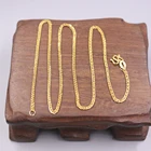 24К желтого золота Цепочки и ожерелья Для женщин мужчин удачи пшеницы фокстейл цепь Цепочки и ожерелья 4,7-5g 16,5 дюйма 1.2mmW