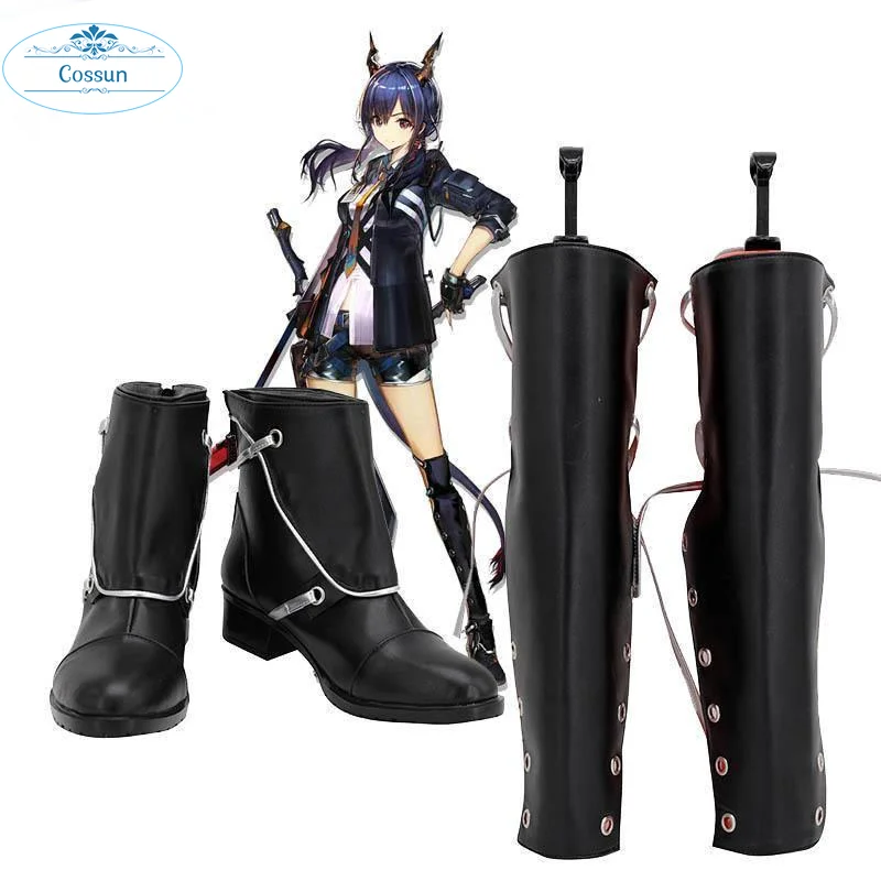 Черная обувь для косплея arknight Chen длинные кожаные сапоги на заказ вечерние ринки