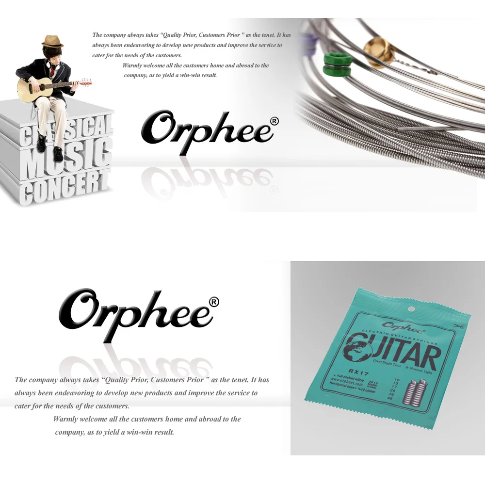 

Orphee RX17 Electric Guitar Strings (.010-.046) 8% Nickel Alloy Guitar Accessories