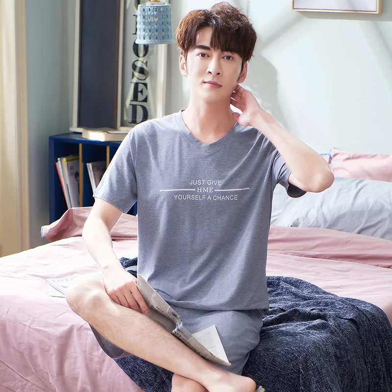 

Pajamas Modal Men Summer Short-Sleeved Shorts Tracksuit Thin 230 Plus-Sized Men'S Home Wear