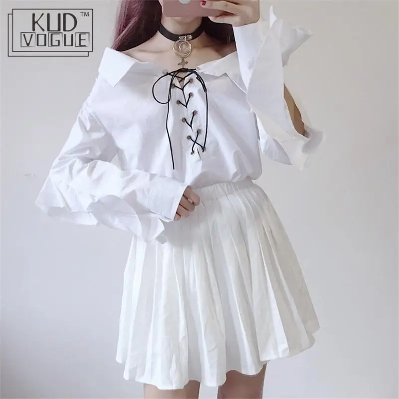 Топ Женская Kawaii для девочек в стиле лолита женская рубашка блузка с кружевом