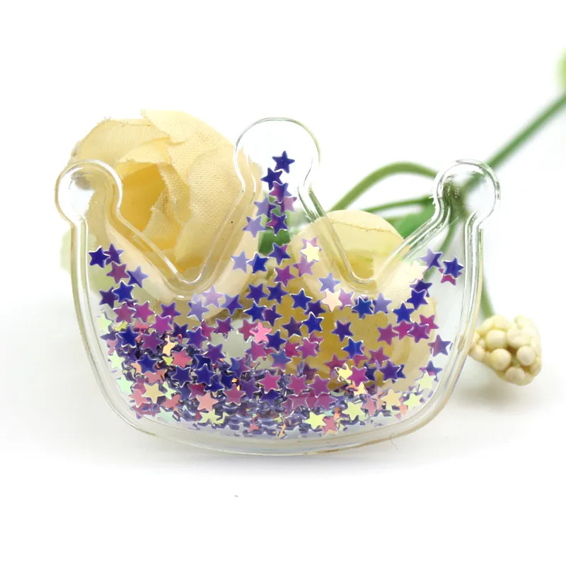 Crown-Purple 10 шт. ПВХ Звезда Корона Микки Прозрачный Bling bling Сердце течет аппликации для детей BB клип и DIY головные уборы аксессуары - Цвет: Crown-Purple