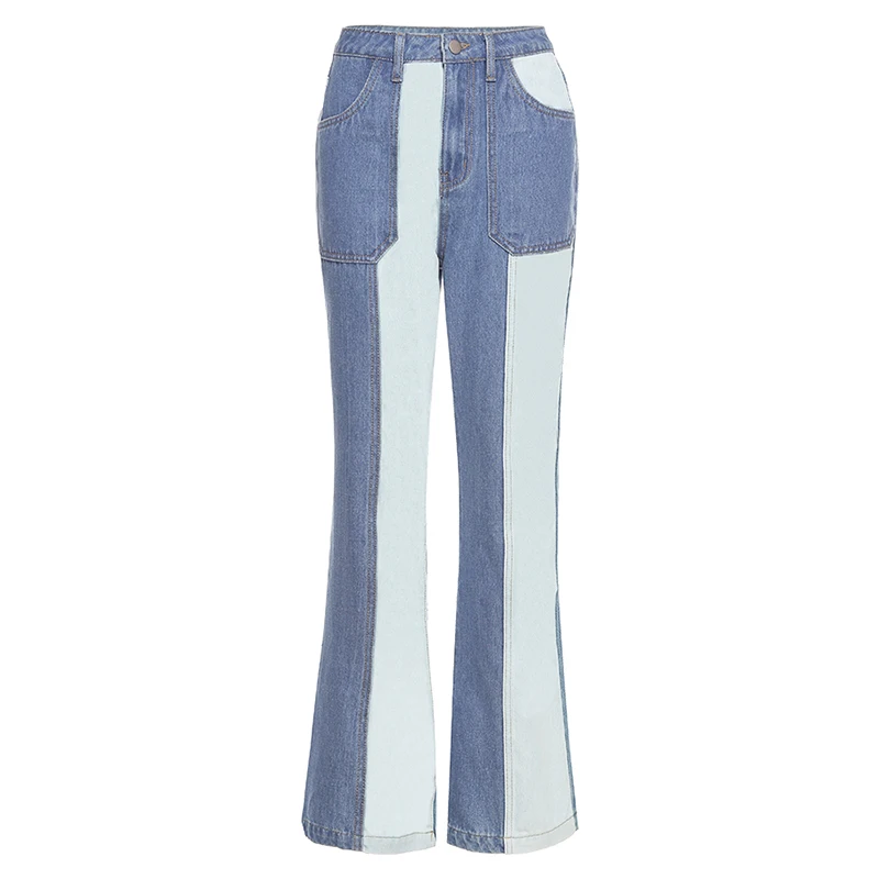 

Women's Jeans 2020 Fashion trend all-match new product high-waist color matching straight wide-leg slim jeanTrousers