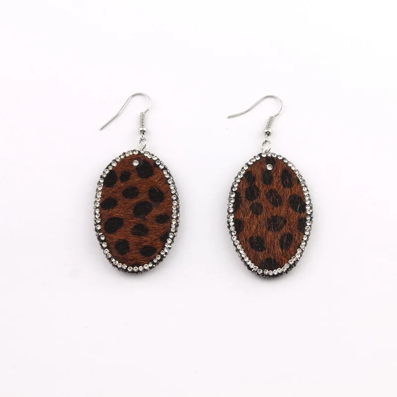 Винтажные леопардовые геометрические овальные серьги капельки из искусственной